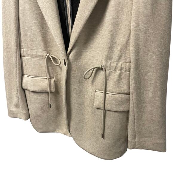 Theory Hooded Drape Jacket Double Knit Jersey in Oatmeal Beige Womens Small - Picture 3 of 7